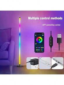 AMILL 1/2Pcs Smart RGB Floor Lamp With App Control: Perfect For Living Room And Gaming Decoration - USB Powered, Wireless, DIY Modes, And Timers For Living Room, Bedroom, Gaming Room, Party Decor - 多色光 - 查看 2