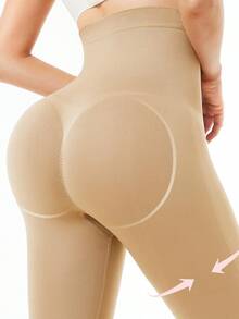 Leggings de compresión para mujer, ropa interior moldeadora con control de abdomen y levantamiento de glúteos, pantalones de cintura alta, moldeador de Body sin costuras - Albaricoque - Ver 3