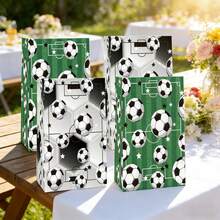 24个足球主题派对礼品袋，12个纸袋+12张贴纸，足球图案礼品袋，运动游戏生日派对零食袋（带提手） - 彩色 - 查看 5