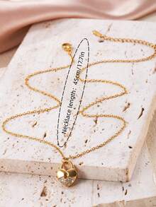 Colar Banhado a Ouro 18K de Aço Inoxidável com Pingente de Chave e Cadeado Decorado com Cubic Zircônia, Corrente Delicada para a Clavícula, Presente de Joias da Moda para Mulheres - Ouro amarelo - Visão 7