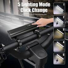 1个超亮Type-C充电式自行车灯，6/20/22颗LED前灯，带充电功能，防水，多种照明模式 - 非常适合夜间骑行和户外探险 - 彩色 - 查看 6