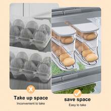 Auto Rolling Fridge Egg Organizer, Space Saving Eggs Dispenser For Refrigerator Storager, Home Egg Holder, 1 Pack - Clear - View 4