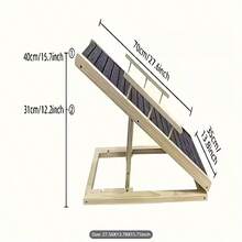 An Adjustable Wooden Pet Ramp For Medium-Sized Dogs - A Portable Folding Dog Staircase With Non-Slip Polyester Striped Surface, Designed For Bed And Car Access, Featuring Two Height Settings And Anti-Skid Slope - Pet Supplies. - Dark Grey - View 2