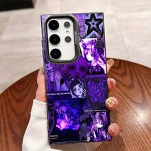 Collage de anime con temática morada adecuado para  Galaxy S25ULTRA, S24PLUS, S23FE, S21PRO, S22, S20+, A03S, A05S, A14, A31, A53, A34, A10, A04E, M04, A33, A35, A55, A72, A71, A70, A22, A16, A06, A20S, A54 Funda especial para teléfono , anti-suciedad, a la moda, moderna, colorida, plateada IMD - Colores mezclados - Ver 8