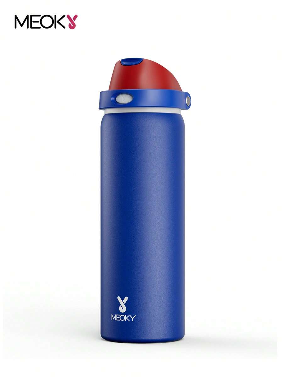 Meoky 24oz Vacuum Insulated Water Bottle with 2-in-1 Straw and Spout Lid, Insulated Cup, Keep Cold 24H, Leak-Proof, Fits in Car Cup Holder, Stainless Steel Tumbler for Sports, Travel, and School - 藍紅色 - 查看 1