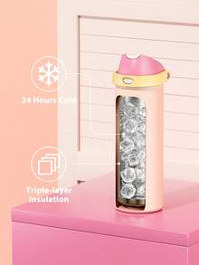 Meoky 24oz Vacuum Insulated Water Bottle with 2-in-1 Straw and Spout Lid, Insulated Cup, Keep Cold 24H, Leak-Proof, Fits in Car Cup Holder, Stainless Steel Tumbler for Sports, Travel, and School - 西柚色 - 查看 2