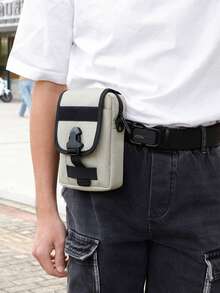 Multi-Functional Square Shape Shoulder Bag For Students, Mini Men's Bag With Letter Graphics And Bag Charm, Suitable, College, Sports, Commuting Nylon Essentials Portable Bag Winter Thanksgiving Bag Tote Bag Bum Bag Rider Bag Hobo Bag Hip Bag Holiday Essentials Camping Sling Bag Summer Back To School Bag Pack Cross Body Bag Canvas Tote Bag Side Bag Pouch Festival - Multicolor - View 6