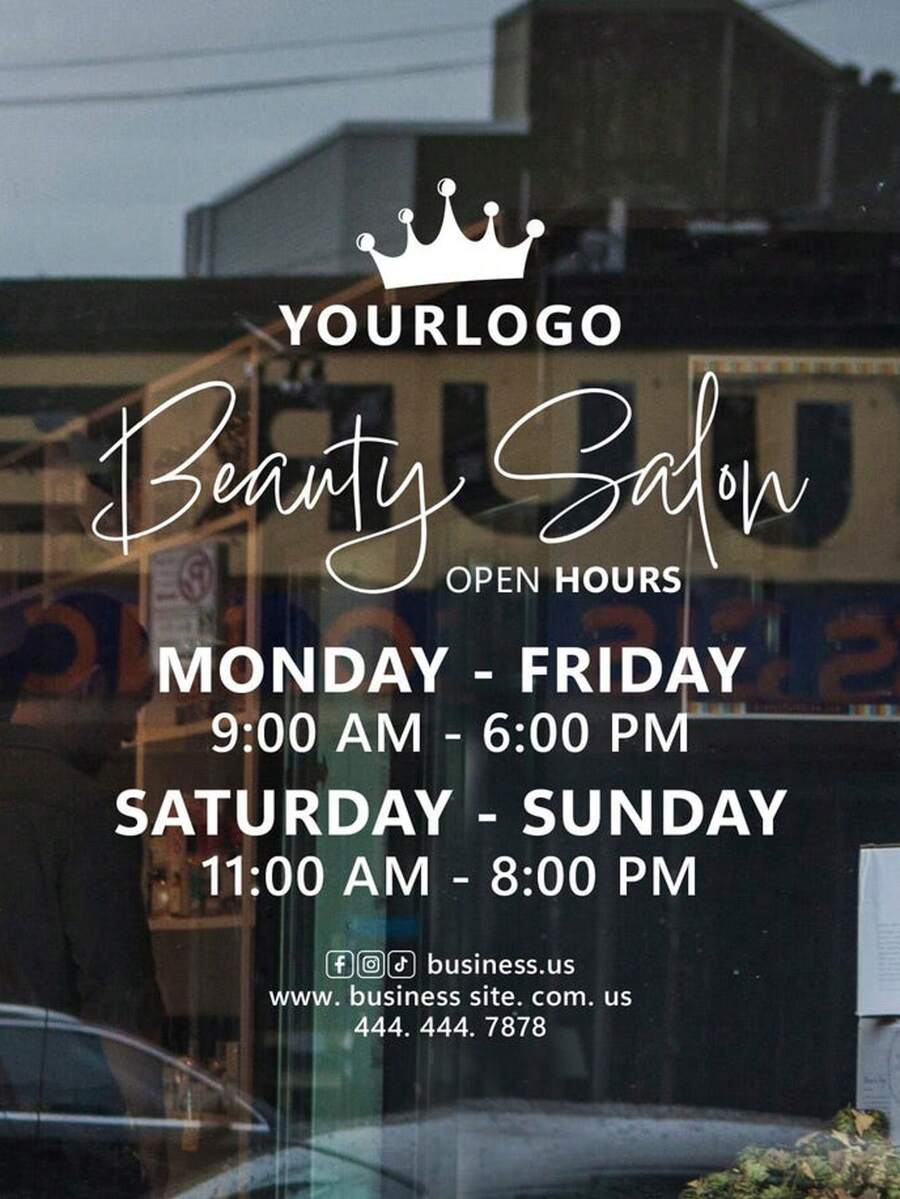 Business Hours Sticker - Beauty Salon - Business Hours - Nail Salon - Hair Salon - Vinyl Sticker - Customized Sign - Business Hours Sign - Multicolor - View 1