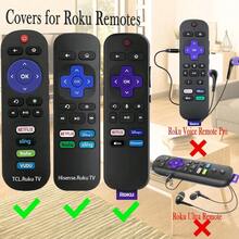 Case For  Roku TV RC280 Remote, Battery Cover For Hisense Roku Remote Replacement Silicone Universal Sleeve Skin Glow In The Dark White - Non-glow Black - View 3
