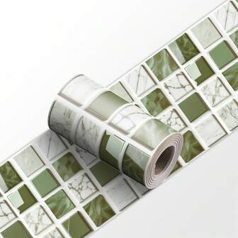 1 pieza Adhesivo de pared con patrón de mosaico, papel tapiz plano autoadhesivo de PVC moderno, adecuado para decoración del hogar, cocina, habitación, pared y piso