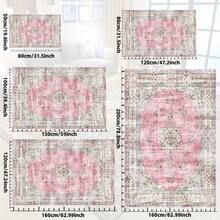 Pink Floral Vintage Pattern Area Rug Washable Rug Vintage Traditional Floor Cover Foldable Thin Retro Accent Indoor Non Slip Carpet Print Mat Bedroom Living Room Bathroom Home Decor Large Carpets Dining Room Rug Kitchen Rugs For Entryway - A - Xem 6