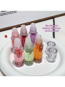 Magic Lip Oil With Roller Applicator - Moisturizing And Nourishing, Long-Lasting Hydration, Suitable For All Light Skin Tones, Quick And Even Application, Perfect For Daily, Stage, Evening And Holiday Makeup, Stage Makeup, Fun Design, Long-Lasting Formula. Transparent Lip Gloss Roller, Moisturizing Oil, Lip Balm, Lip Makeup, Moisturizing Base, Lip Tint, For Women Fruity Oil.