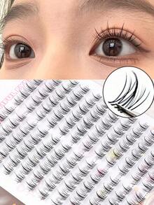 144片C型卷翘向日葵假睫毛，适合日常或派对使用，睫毛簇，单根睫毛，假睫毛 - C - 查看 1