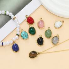 1 pieza Colgante de acero inoxidable con cuentas de piedras naturales, colgante DIY para hacer collares y pulseras, suministros para joyería
