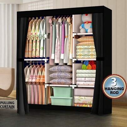 This 71-Inch Portable Clothes Storage Closet Features A Dustproof Design And Multi-Layer Shelves. Ideal For Home Use, It Offers Ample Space To Organize Clothes And Keeps Them Tidy And Protected From Dust.