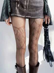 Quần legging màu cà phê thiết kế mới của AB Design, tất lưới gợi cảm phong cách Punk, quần tất lưới in hình ngôi sao năm cánh bằng ren ngọt ngào theo phong cách Gothic Lolita. - Nhiều màu - Xem 14