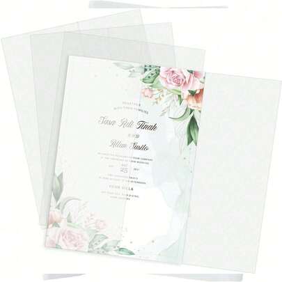 130 plicuri din hârtie kraft, plicuri pre-împăturite din hârtie kraft, potrivite pentru invitații de 5x7 inch, plicuri transparente neimprimate pentru invitații de nuntă, potrivite pentru nunți, petreceri pentru copii, invitații de ziua de naștere