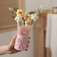 Buquê de Flores de Crochê Feito à Mão, Buquê de Flores em Balde de Abraço, Buquê de Flores de Tricô, Perfeito para o Dia dos Namorados, Casamento, Noivado, Carnaval, Ano Novo, Dia das Mães, Formatura, Volta às Aulas, Festa de Aniversário, Batizado, Inauguração da Casa, Dia do Professor, Aniversário, Decoração Doméstica e Presentes para Festas. - Multicolorido - Visão 5
