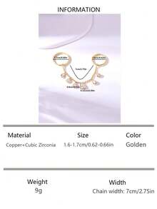 1pc Fashion Copper Zirconia Studded Full Finger Ring With Tassel Chain, Women Jewelry For Wedding Party, Wedding Season Gift - Gold - View 15