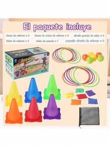 Juego de Carnaval 31 Piezas 3 en 1 para Niños - Conos de Plástico Blando, Bolsas de Frijoles,Juegos de Lanzamiento de Aros - Juego Exterior para Jardín, Fiestas Familiares y de cumpleaños,36696584 - Multicolor - Ver 5