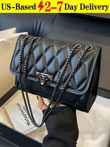 [US-Based Shipping]New High-Quality Fashionable Chic Shoulder Small Square Bag With Chain Strap Crossbody Bag, Casual PU Leather Solid Color Quilted Evening Bag, Lightweight Office Commuter Handbag & Purse, Outdoor Travel Vacation Mobile Phone Coin Wallet,Pumpkin,Autumn,Halloween,Fall,Christmas,Thanksgiving,Festival,Cyber Monday,Holiday,Gift,New Year,Snow,Winter,Warm,End-Of-Year,Party,Hand Bags For Women,Purses And Bags,Carteras Para Mujer,Handbags,Purse For Woman,Bags And Purses,Hand Bag,Women Purse,Big Purse,Cute Bags,Pink Purse,Shoulder Bags,Cartera Para Mujer Elegante - 黑色 - 查看 12