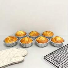 1pc/4pcs/8pcs Mini Non-Stick Flower Shaped Cake Molds - Heat-Resistant & Easy Release, Ideal For Tarts, Puddings, Cupcakes And Macarons. Perfect Baking Tool For Home Bakers, Space-Saving With Stackable Design. - Multicolor - View 5