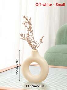 1 pieza Jarrón decorativo circular de plástico negro, jarrón de decoración de flores secas simuladas, jarrón artístico para arreglos florales, decoración simple para sala de estar, sala de exposiciones, decoración del hogar, jarrón de flores, centro de mesa, decoración de mesa, Día de San Valentín, decoración de la habitación de San Valentín, decoración de la sala de estar, decoración de otoño, contenedores de almacenamiento, decoración de la habitación bohemia, decoraciones navideñas