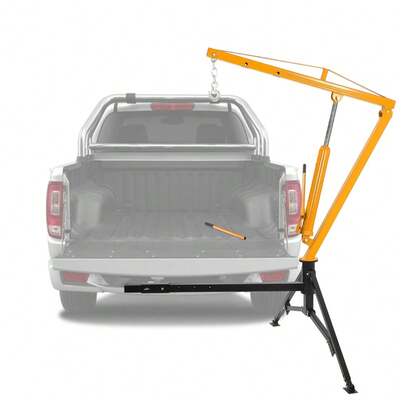Heavy Duty Hydraulic Pickup Truck Crane - 360° Swivel Hitch Mounted Hoist (500/750/1000lbs) For Workshop & Construction
