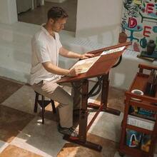 MEEDEN Mesa de dibujo de madera clásico: 35.5 x 23.5 pulgadas mesa de dibujo de artista con altura ajustable y mesa inclinable computadora de pintura de estudio para escribir lectura bocetos - Multicolor - Ver 2