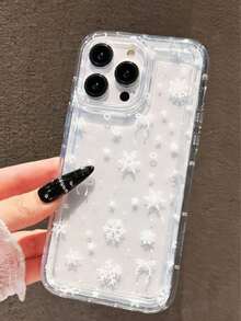 白色蝴蝶结，雪花图案，适用于 16 Pro Max、11/12/13/14 Plus、15 Pro/15 Plus/15 Pro Max/7 Plus/8 Plus/X/XS Max/XR/11 Pro/12 Pro/13 Pro/14 Pro/12 Mini/13 Mini/11 Pro Max/12 Pro Max/13 Pro Max/14 Pro Max/14 Plus/6/6S/6 Plus/7/8/16 Pro、16 Pro、16 Plus、16 Pro Max、12 Pro、17/17 Pro Max，圣诞礼物 - 白色 - 查看 1