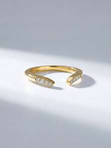 1pc 925 Sterling Silver Elegant Precise V-Shaped 4-Claw 3 Carat Oval Cubic Zirconia Ring, Women's Date Night Gift, Timeless Classic Ring, Luxury Jewelry Gift For Valentine's Day - Gold - View 13