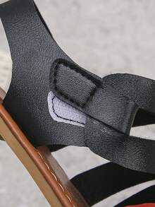 2025 Summer New Girls Flat Sandals, PU Leather Material, Adjustable Hook And Loop Design, Non-Slip Durable Sole, Suitable For Daily Wear, Beach, Camping, School And Other Occasions - Red - View 7