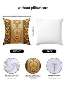 1/2/4 件装优雅巴洛克风格金色花卉抱枕套 - 现代复古奢华风，棕色，精致 2D 压纹设计，可机洗涤纶面料，完美适用于客厅、卧室、沙发或床铺装饰 | 优雅装饰 | 天鹅绒质感 - 金色 - 查看 10