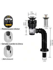 Sink Drain With Odor Prevention System, Horizontal & Vertical Universal Fit For Bathroom Sink, Basin, Washbasin, Drain Pipe, Drain Stopper Accessories - Multicolor - View 4