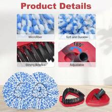 Spin Mop Replace, Base, Mop Handle OCedar EasyWring 1 System, Include 2 Microfiber Mop, 1 Sturdy Iron 30 - 58 Inch Mop Handle, 1 Scrubber, 1 Spin Base - 2 đầu lau màu xanh dương + 1 bộ cán lau + 1 đế + 2 chổi - Xem 2