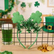 1pc Irish Festival Headband, St. Patrick's Day Party Costume Hat Headband With Four-Leaf Clover And Shamrock Decor, Carnival Party Supplies, Birthday Celebration - Multicolor - View 9