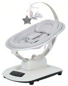 Columpios eléctricos para bebés y niños, columpio infantil con 5 modos de movimiento y 5 velocidades, control remoto, asiento reclinable con arnés de 5 puntos, 5 música preestablecida - Gris Claro - Ver 7