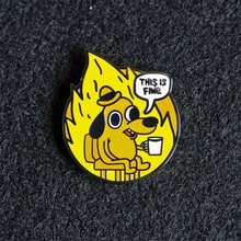 Cute Quirky Dog Cartoon Brooch - "This Is Fine" Humorous Accessory With Flames Design, Perfect Gift For Dog Lovers & Meme Enthusiasts, Dog Accessories - Nhiều màu - Xem 6