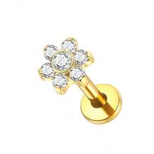 SWANJO 1 Stück modischer Titanium CZ Blumen Ohrstecker Piercing mit flachem Rücken, Tragus Helix Piercing Körperschmuck - TC092 - Übersicht 13
