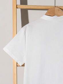 男童立领单排扣衬衫短裤套装 - 白色 - 查看 6