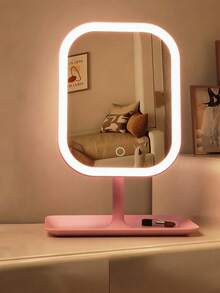 1pc LED Makeup Mirror With Front Lights, Rechargeable, 3 Lighting Modes, Modern Touch Control, Foldable & Portable, Ideal For Travel, Gift For Women, Students, Stylish Design - Multicolor - View 13