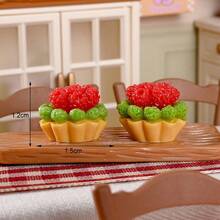 Assorted Miniature Realistic Cream Cake, Cake Tart, Blueberry Tart, Raspberry Tart, Dollhouse Dessert Decor Toys, Micro Food, Cream Gel, DIY Fridge Stickers, Materials & Accessories, Random Style - Purple - View 5