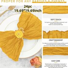 6/12/18/24/30pcs Set Sage Green Cheesecloth Napkins, Multi-Color Options Cheesecloth Napkins, Bali Cheesecloth Napkins, Rustic Boho Lavender Napkins, Suitable For Family Dinner, Restaurant, Wedding, Party, Dining Table Decor - Multicolor - View 12