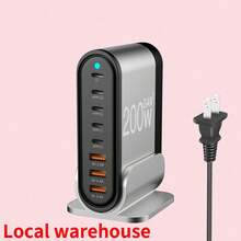 便携式充电器：8 端口 USB-C PD 快充 – 适用于手机/iPad 等多设备充电 + 5 英尺交流延长线 | 快速发货，适合多人充电、多设备充电、家庭充电需求以及办公桌充电站。 - 查看 4