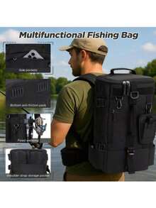 1个防水饵料袋 - 多功能大容量钓鱼收纳袋，适用于钓鱼、徒步旅行、露营和日常使用。
