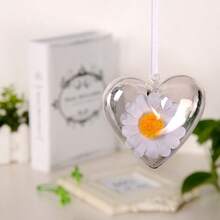 5pcs Heart-Shaped Transparent Plastic Ornament Balls, Valentine's Day - Transparent White - View 8