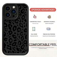 1pc Leopard Print Shockproof Protective Phone Case, Thick Anti-Slip Cover Compatible With IPhone, Honor, Redmi, Galaxy S22, S21, S22, S23, S24, S25 Ultra, A55, A35 - Negro - Ver 3
