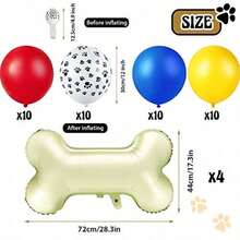 137件套红黄蓝狗爪乳胶气球拱门套装，含骨头形状铝箔气球，适用于巡逻主题生日派对背景装饰用品