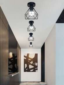 Modern Industrial Style Iron Cage E27 Ceiling Light, Suitable For Dining Room, Kitchen, Corridor, Balcony, Bathroom, Staircase, Bedroom, Foyer - one-size - View 2