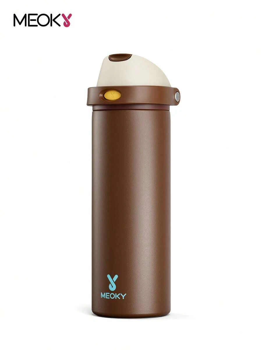 Meoky 24oz Vacuum Insulated Water Bottle with 2-in-1 Straw and Spout Lid, Insulated Cup, Keep Cold 24H, Leak-Proof, Fits in Car Cup Holder, Stainless Steel Tumbler for Sports, Travel, and School - 棕色 - 查看 1